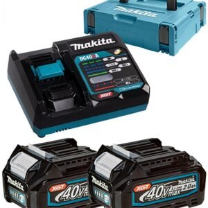 Makita Akku Power Source Kit Li 40V 2,0 Ah im MACPAK Größe 1 mit 2 x Akku BL4020 2,0 Ah und Schnellladegerät DC40RA