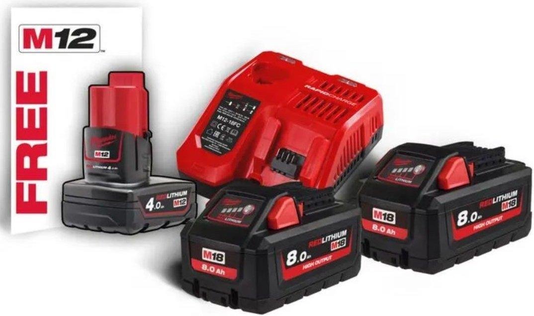 Milwaukee 18V Starterset M18 HNRG-802 18V Starterset Akku + Ladegerät Set
