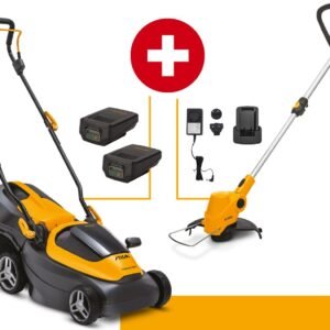 Stiga Akku-Rasenmäher Collector 136e Vorteils-Set mit Trimmer GT 100e - inkl 2x Akku 20v/2Ah und 2x LG C 215 M